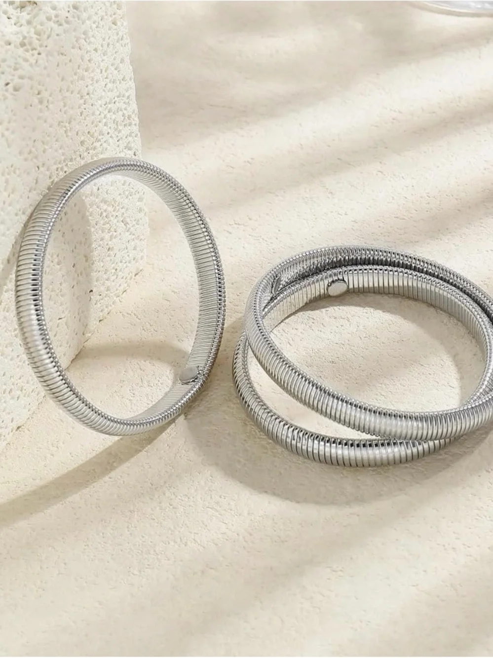 2 Bangle multilayer stretchy for woman Stainless steel.